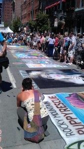 My friend taking pictures for the Chalk Art Festival. See her images here